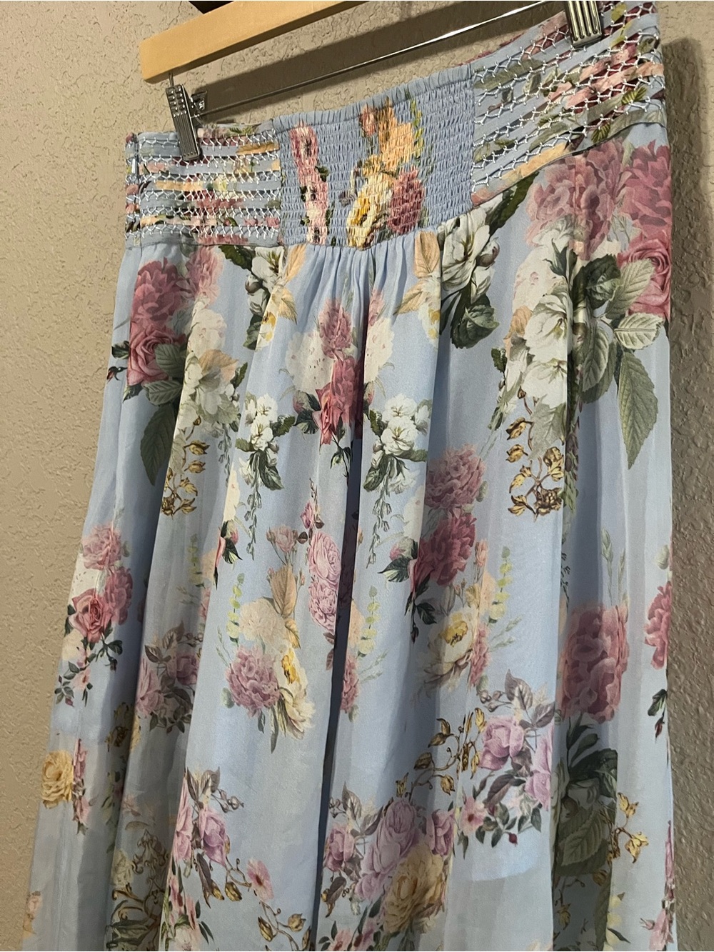 CAMILLA Tiled In Time Waisted Wide Leg Pants 100% Silk Floral Blue Medium - Picture 9 of 14